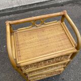 Vintage bamboo and woven rattan chest of drawers with 4 drawers.
