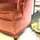 Pink velvet toad armchair