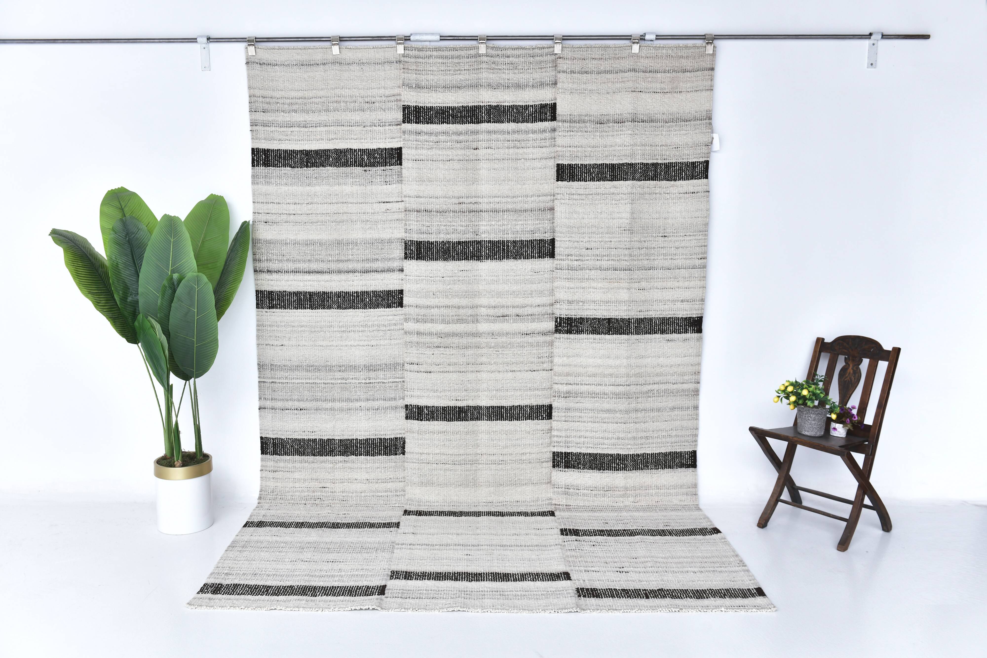 7x10 Beige & Brown Turkish Vintage Kilim Rug 215x320Cm SK 242206