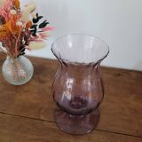 Tall purple glass candle holder / tealight holder