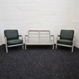 Mid century US Army Aluminium  Sofa and Armchairs by Hans H. Hunnebeck,1953