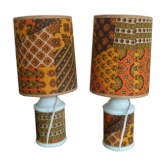 Paire de lampe de chevet lampe de table abat-jour vintage kitsch années 70