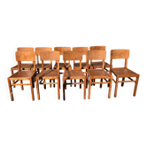 Set of 10 indestructible vintage bistro chairs signed ELF, 1950s.