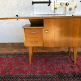 Vintage furniture with sewing machine light wood