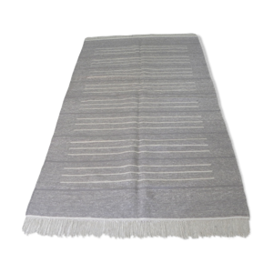 Kilim Marocain Kelim tapis Berbère Minimalist Gris Parme en laine