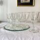 6 antique engraved stemmed glasses with stylised flowers, for wine or water.