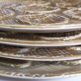 Six oyster plates earthenware with matte enamel, 50s