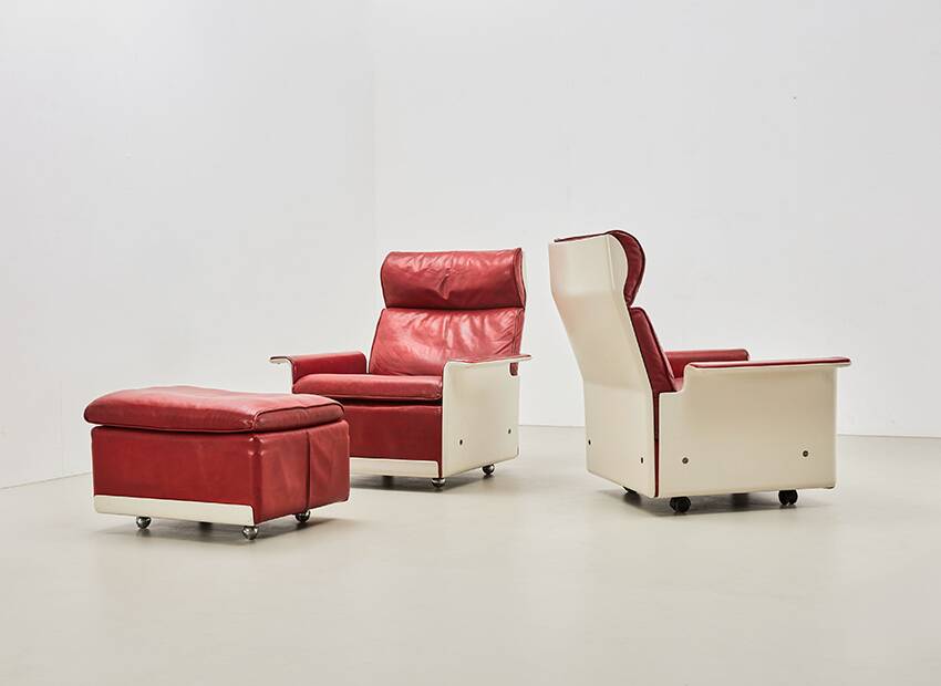 Dieter Rams Pair of Lounge Chairs + Ottoman 620 Series for Vitsoe 1962