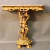 Marble top console and its rocaille style mirror