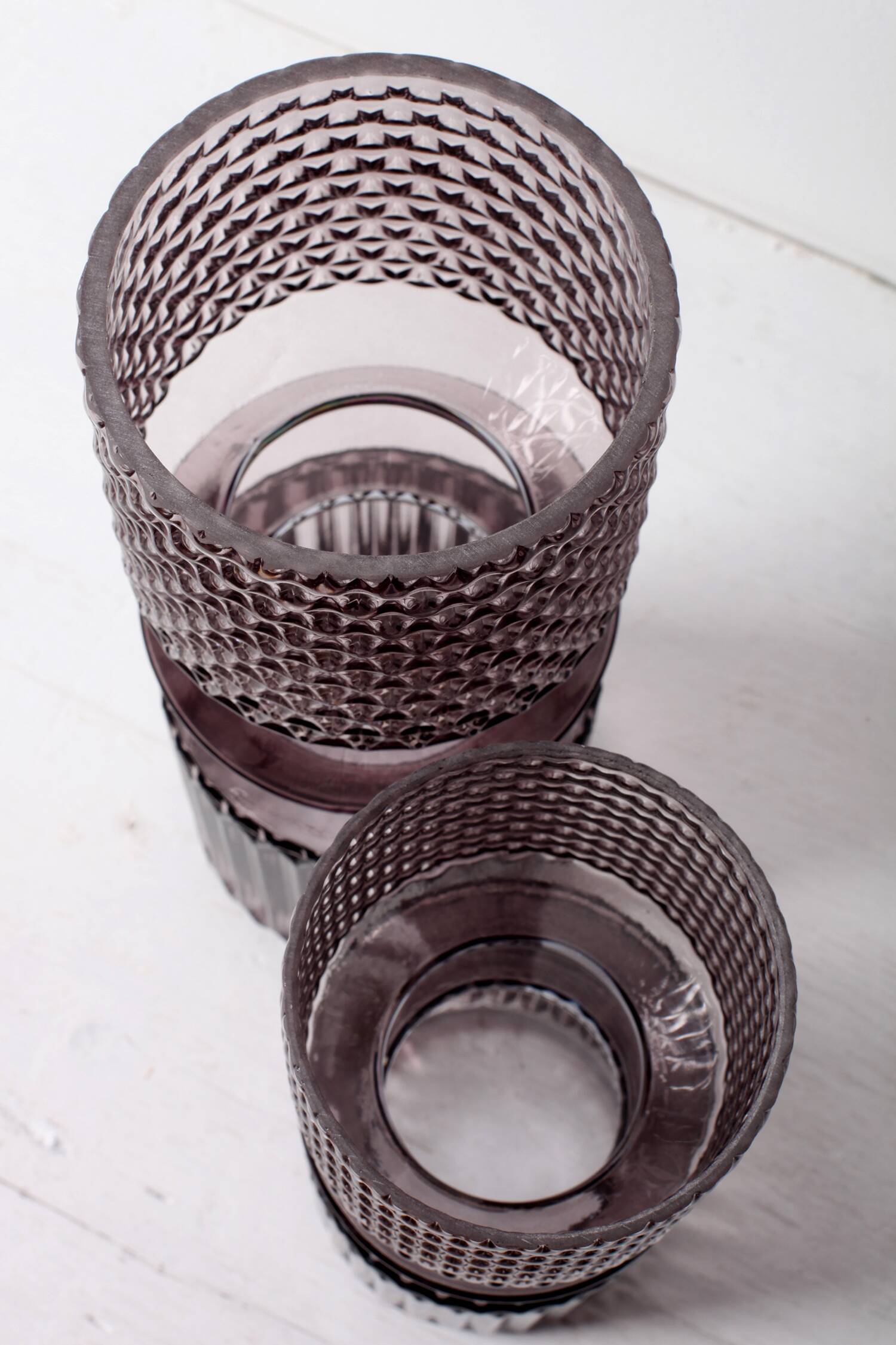 Lot de deux vases en verre vintage violet fumé / Italie / Années 1990