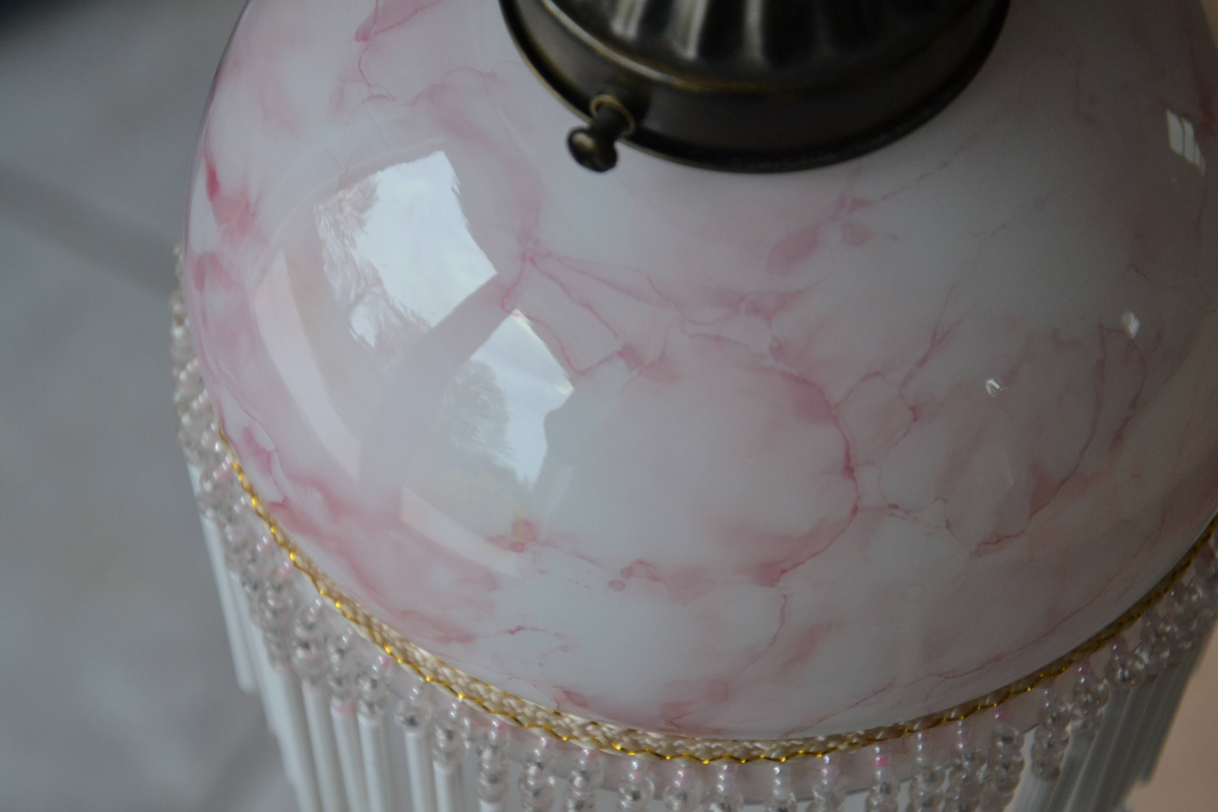 Opaline wall light with ceramic and glass pendants