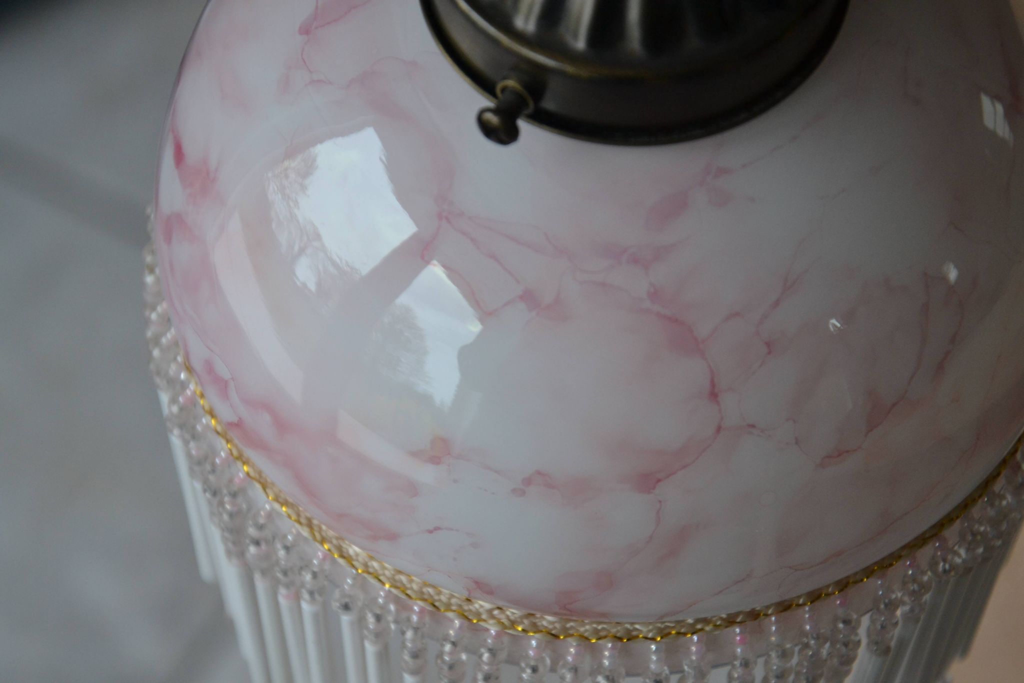 Opaline wall light with ceramic and glass pendants