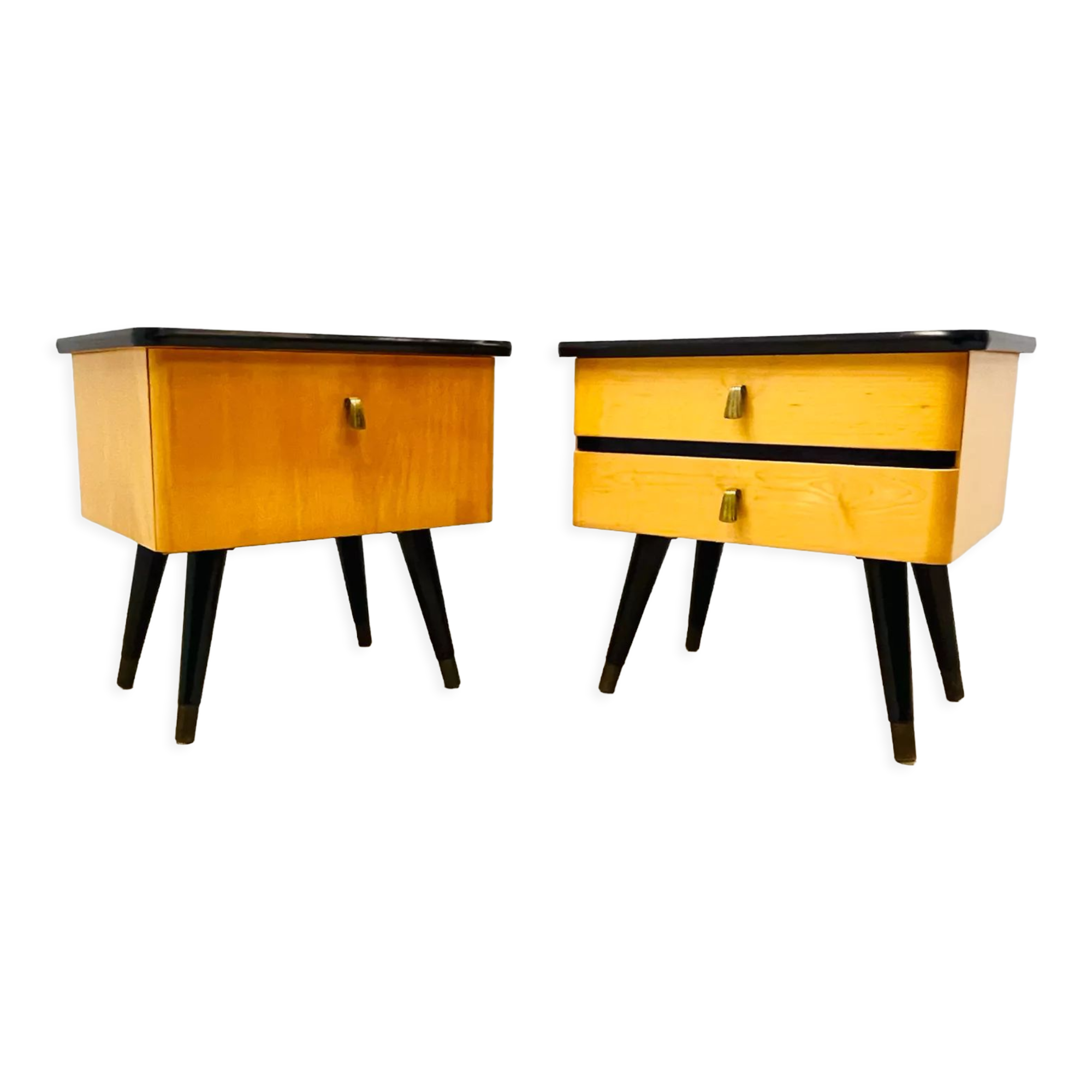 A pair of night cabinets