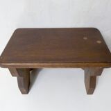 Old small bench in solid oak wood vintage step stool