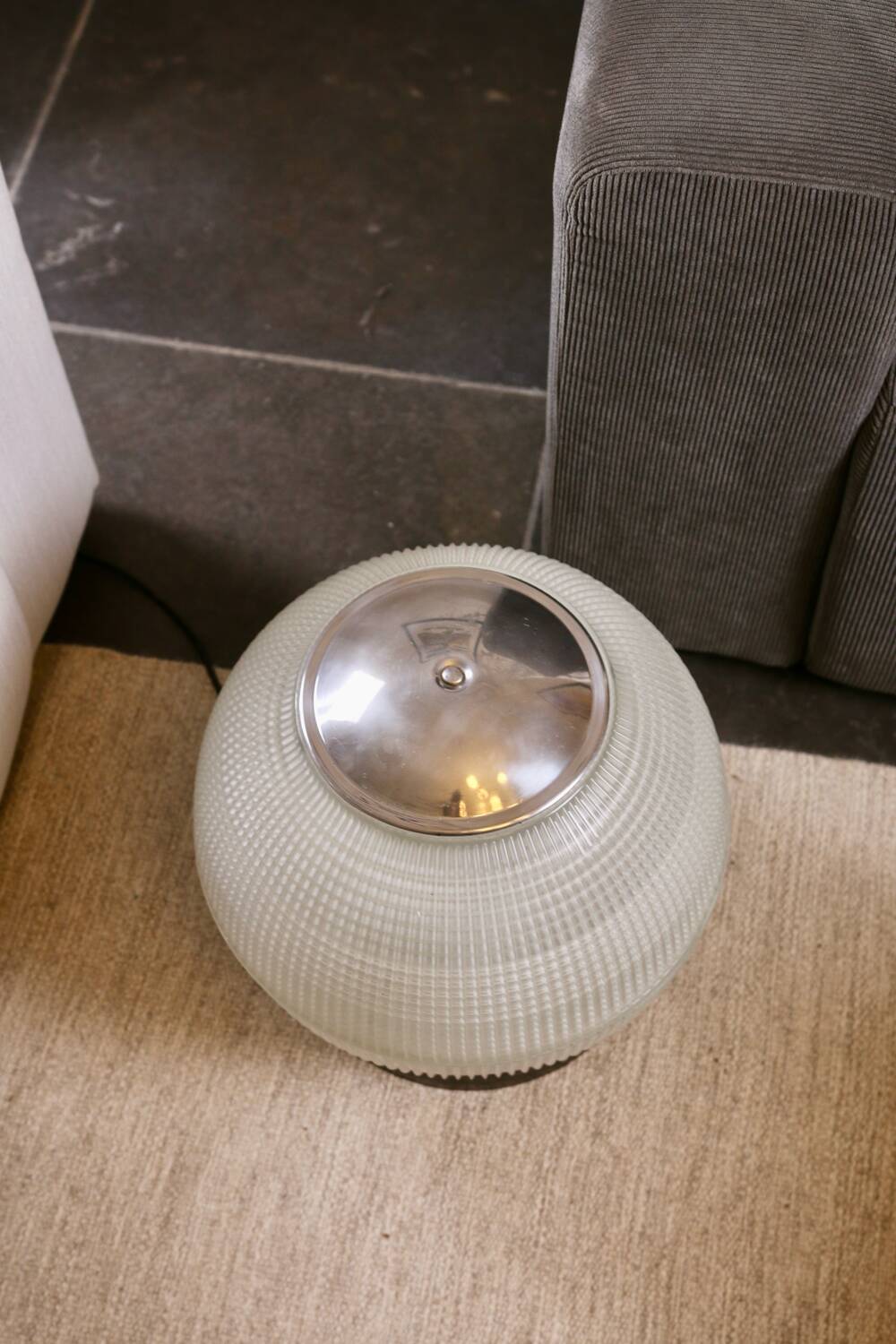 Vintage 1960s XXL Holophane Globe Table Lamp