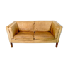 "Cognac" leather 2-seater sofa, Sweden, 1970