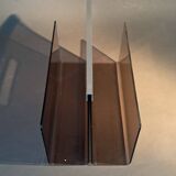 Smoked plexiglass magazine rack, Michel Dumas 1970.