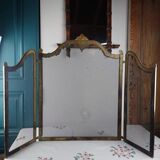 Pare-Feu Ancien en Laiton, Style Louis XV, L 83 cm / H 55 cm