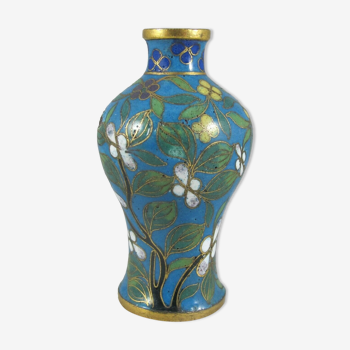 small bronze vase partitioned enamel Chinese China 19th century