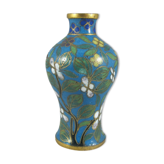 small bronze vase partitioned enamel Chinese China 19th century
