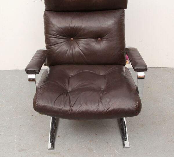 fauteuil En cuir Marron 1970