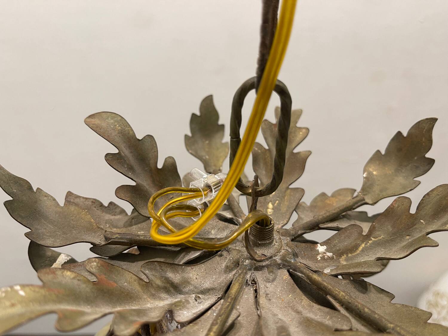 Wrought Iron Murano Glass Light Pendant 1950’s