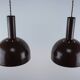 Ensemble de 2 lampes suspendues en métal marron de style moderne du milieu du siècle