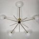 Chandelier Stilnovo, années 1960, laiton et verre, 5 points lumineux