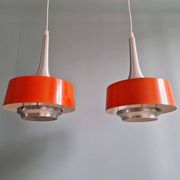 Paire de suspensions scandinaves en aluminium brossé, années 60