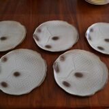 Set of 5 fish plates in earthenware from Salins.