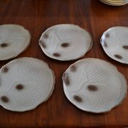 Set of 5 fish plates in earthenware from Salins.