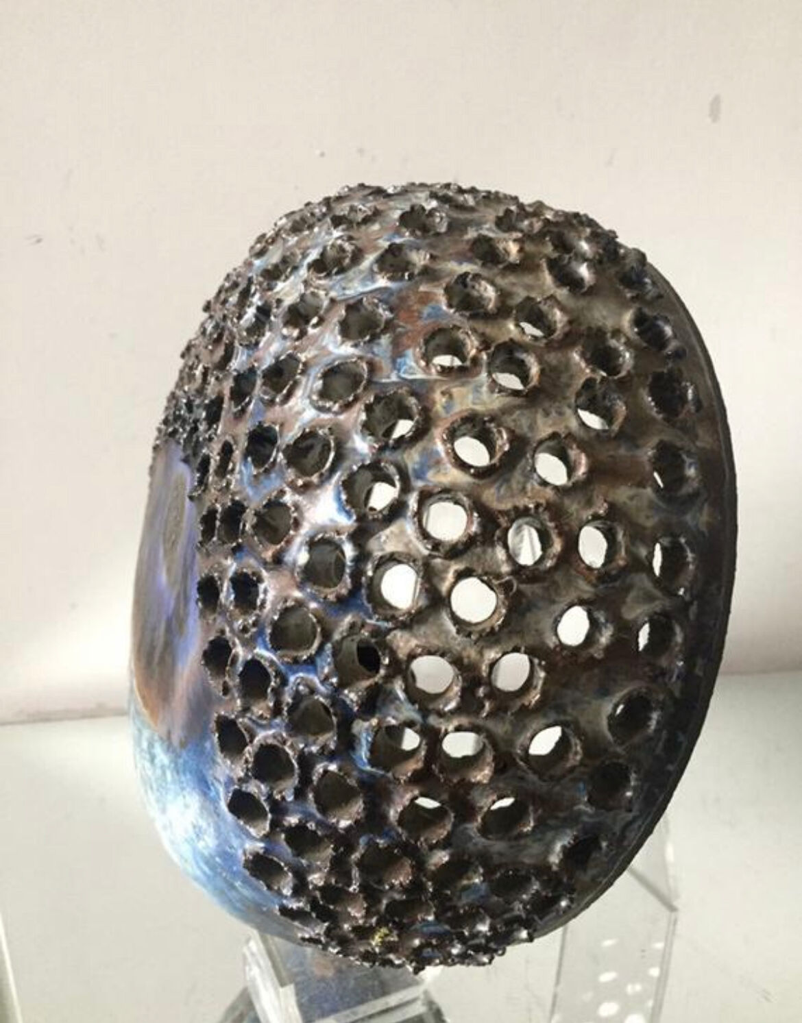 Danish ceramic stoneware 1974 wall light  signed studio