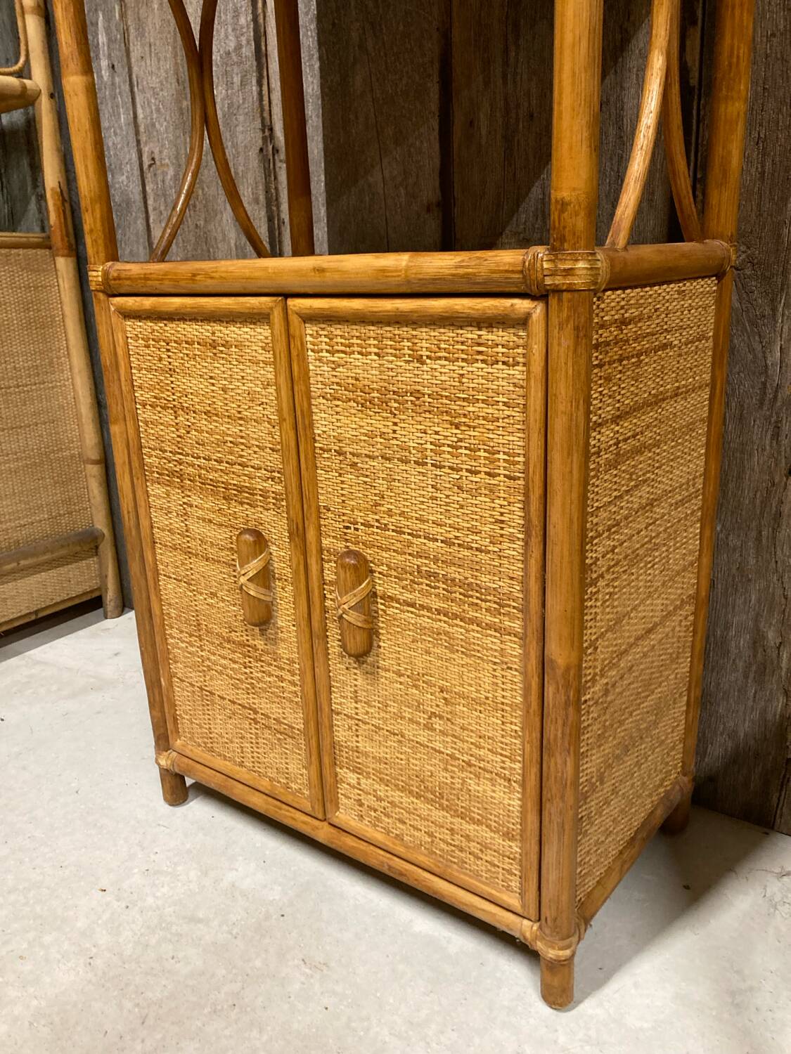 Rattan bookcase shelf