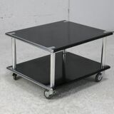 Coffee table "space age" in black lacquered steel