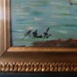 Oil painting Giovanni Bertè 60s/70s river landscape