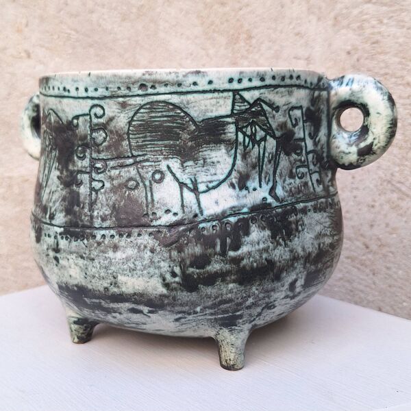 Vase ou chaudron en céramique par Jacques Blin circa 50