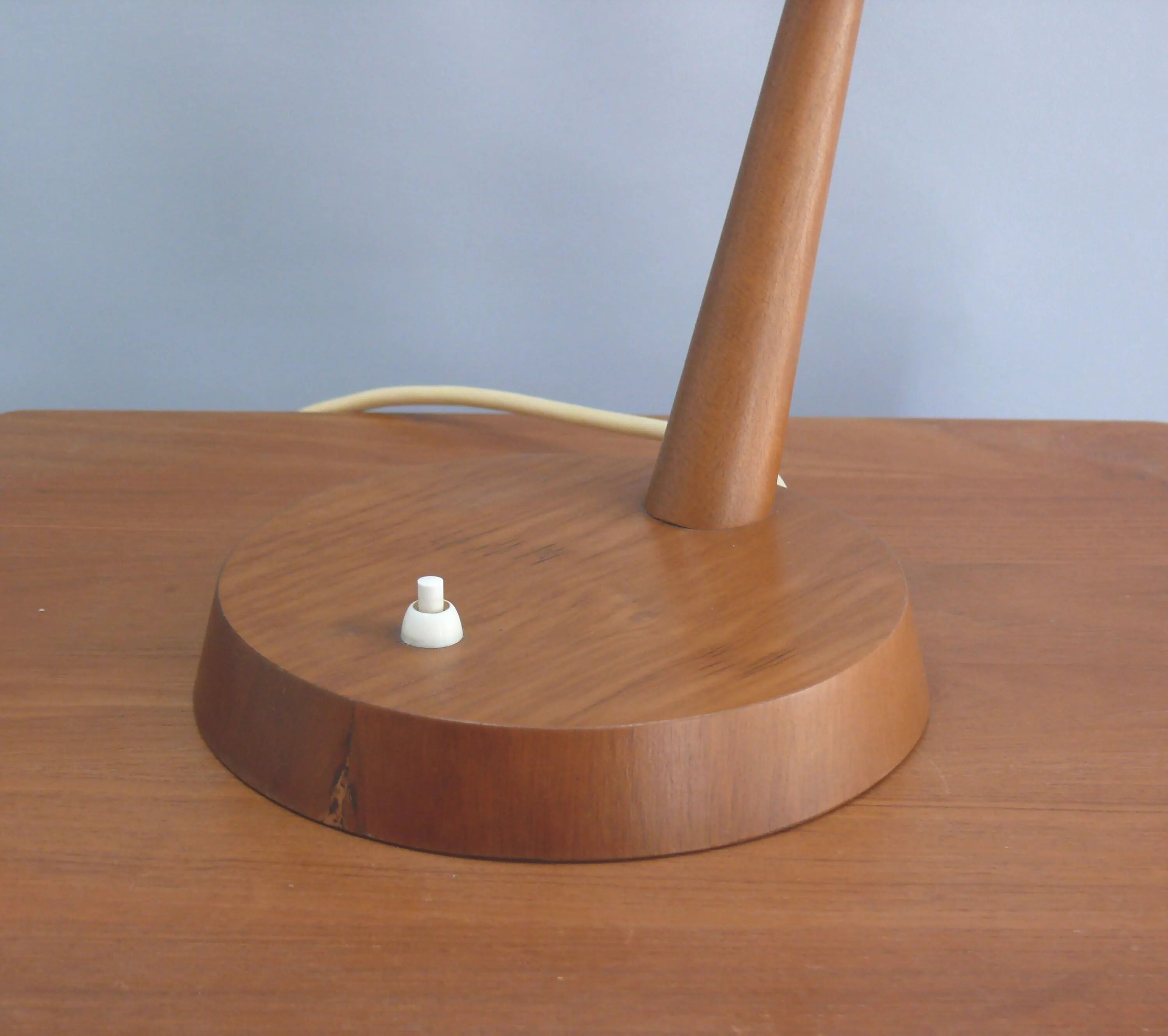 Mid Century Table Lamp by Temde, - Wood, Textile Shade