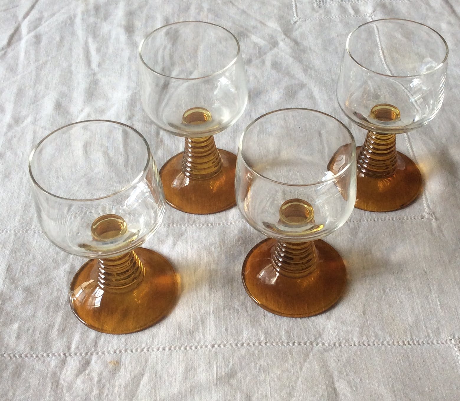 Four "spiral" stemware, vintage