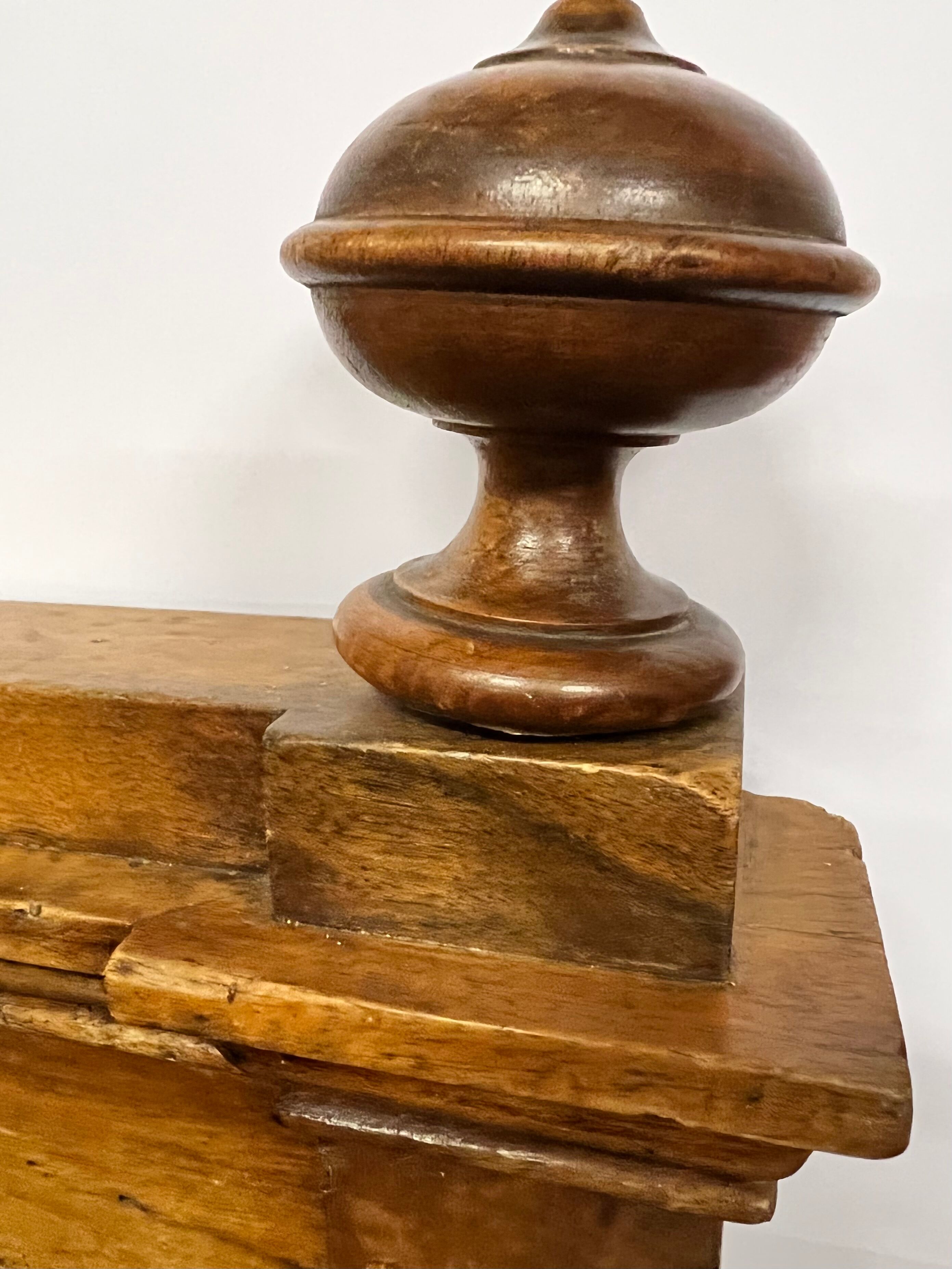 Old children's bed with retractable walnut bars