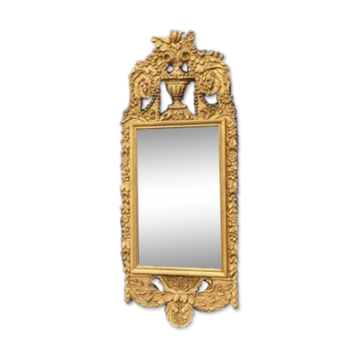 Miroir en bois sculpté doré XIXème siècle 37x91cm