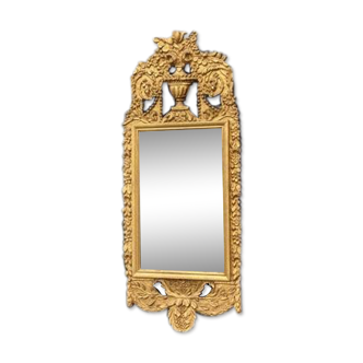 Miroir en bois sculpté doré XIXème siècle 37x91cm