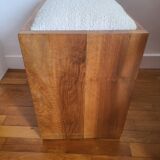Antique Art Deco piano bench stool rosewood white bouclette fabric