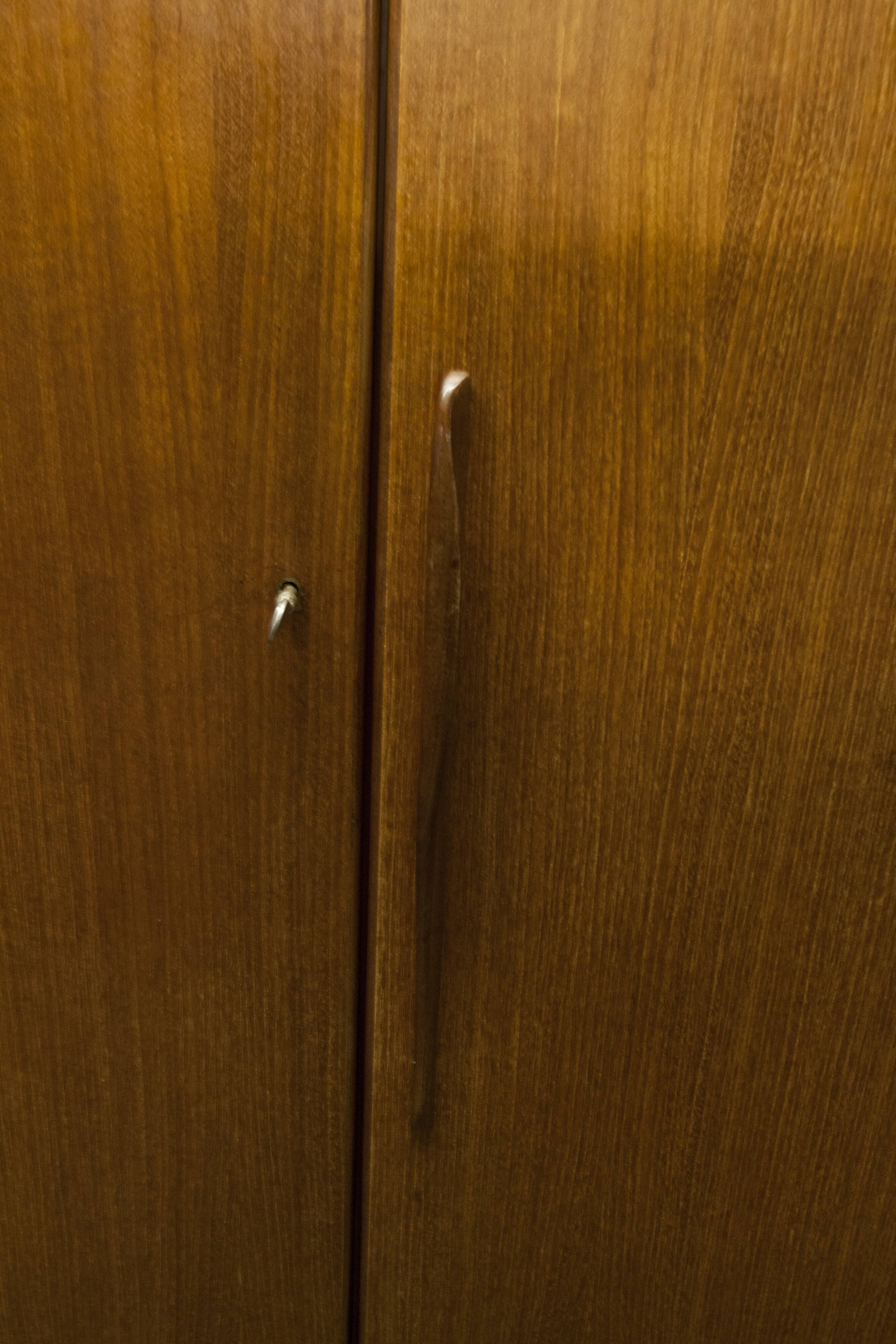 Scandinavian wardrobe 1960 teak 4 doors, 3 drawers, 2keys