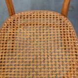 Joli ensemble de 2 chaises de bistrot vintage marron avec assises tressées