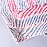 Vintage kantha "Bengal Chevron" blue and red.