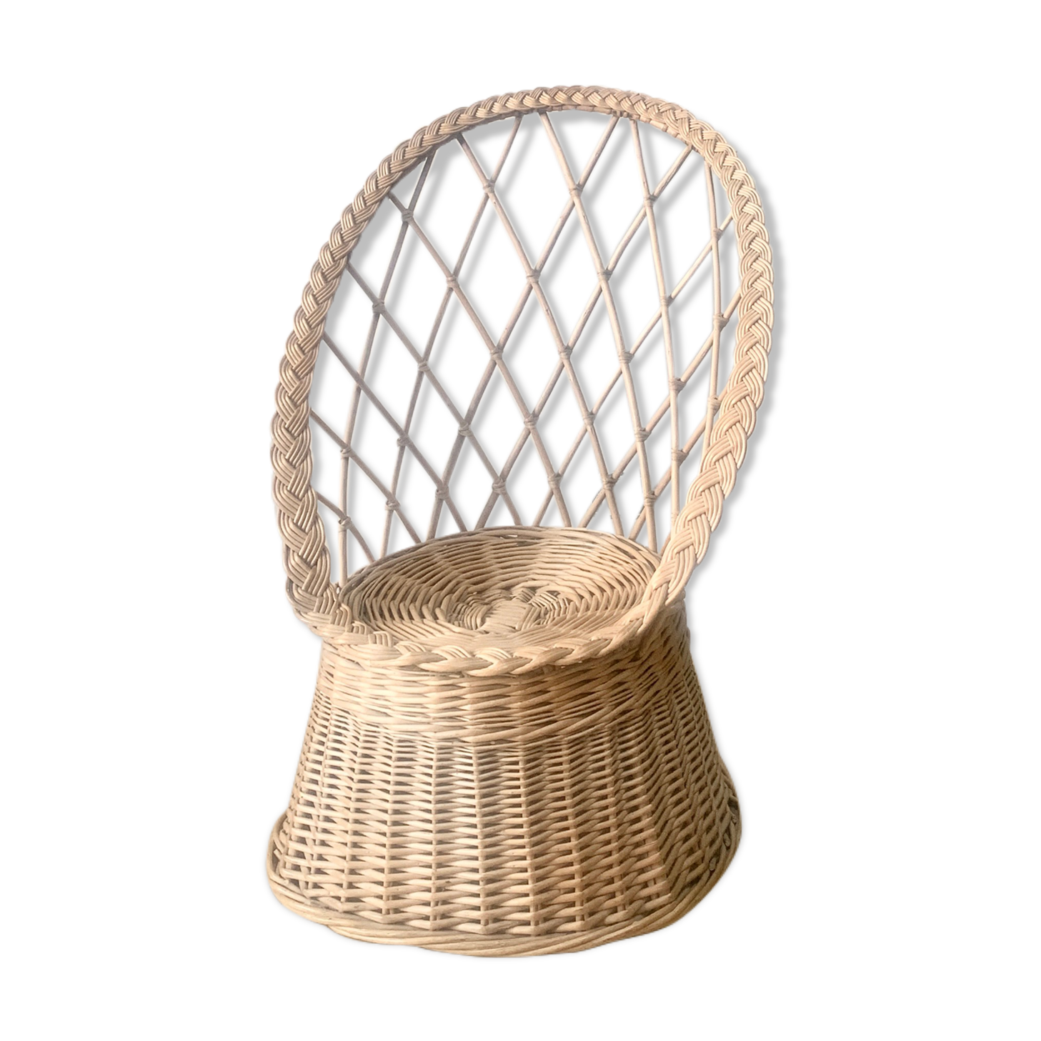 Vintage light wicker armchair GM