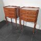 Pair of Louis XV style bedside tables in cherry wood marquetry.