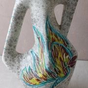 Old zoomorphic vase with fish decoration, by A. Borty, from Vallauris