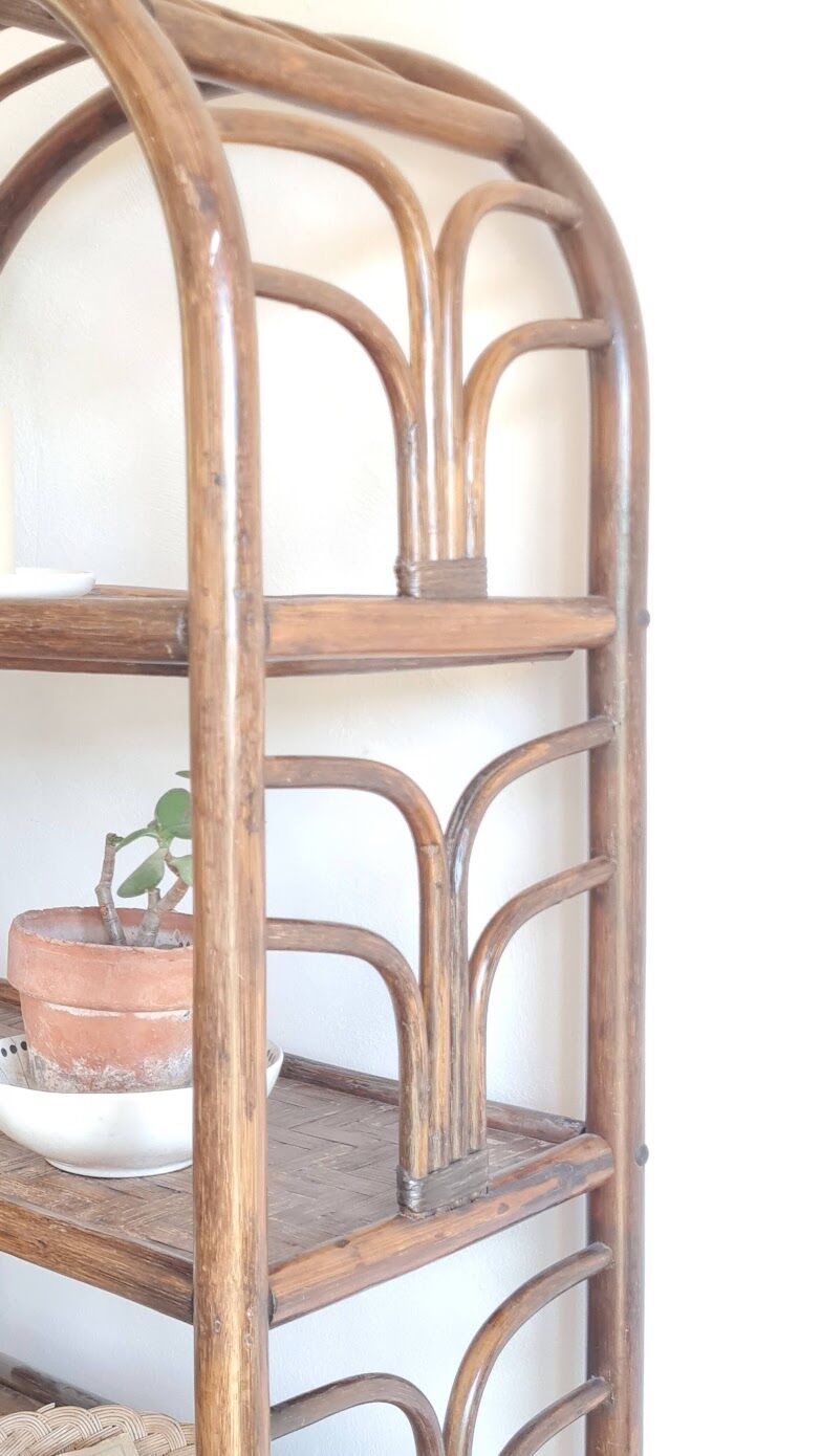 Vintage rattan library from the 70s