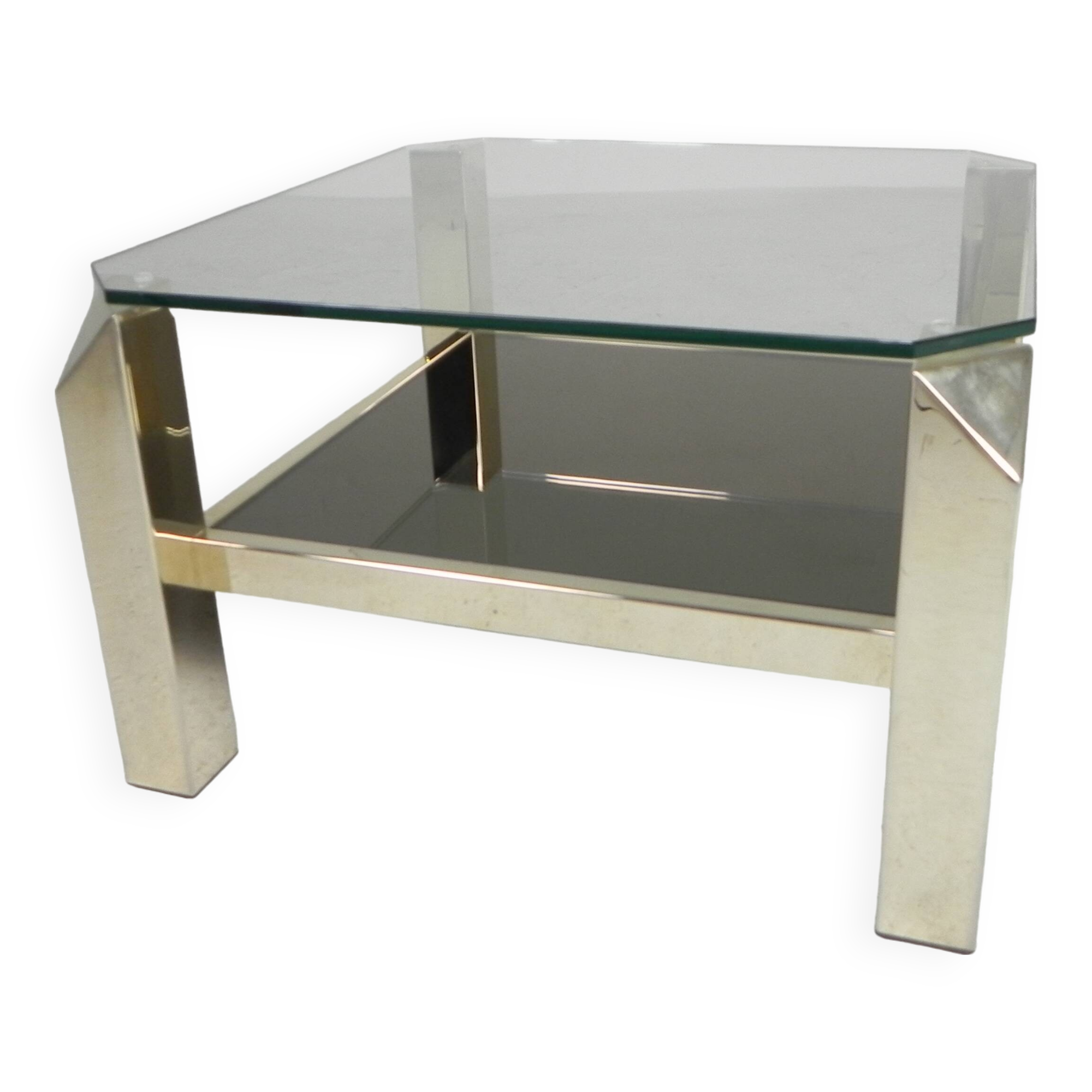 Belgo Chrom coffee table with 2 glass plates, 1970s